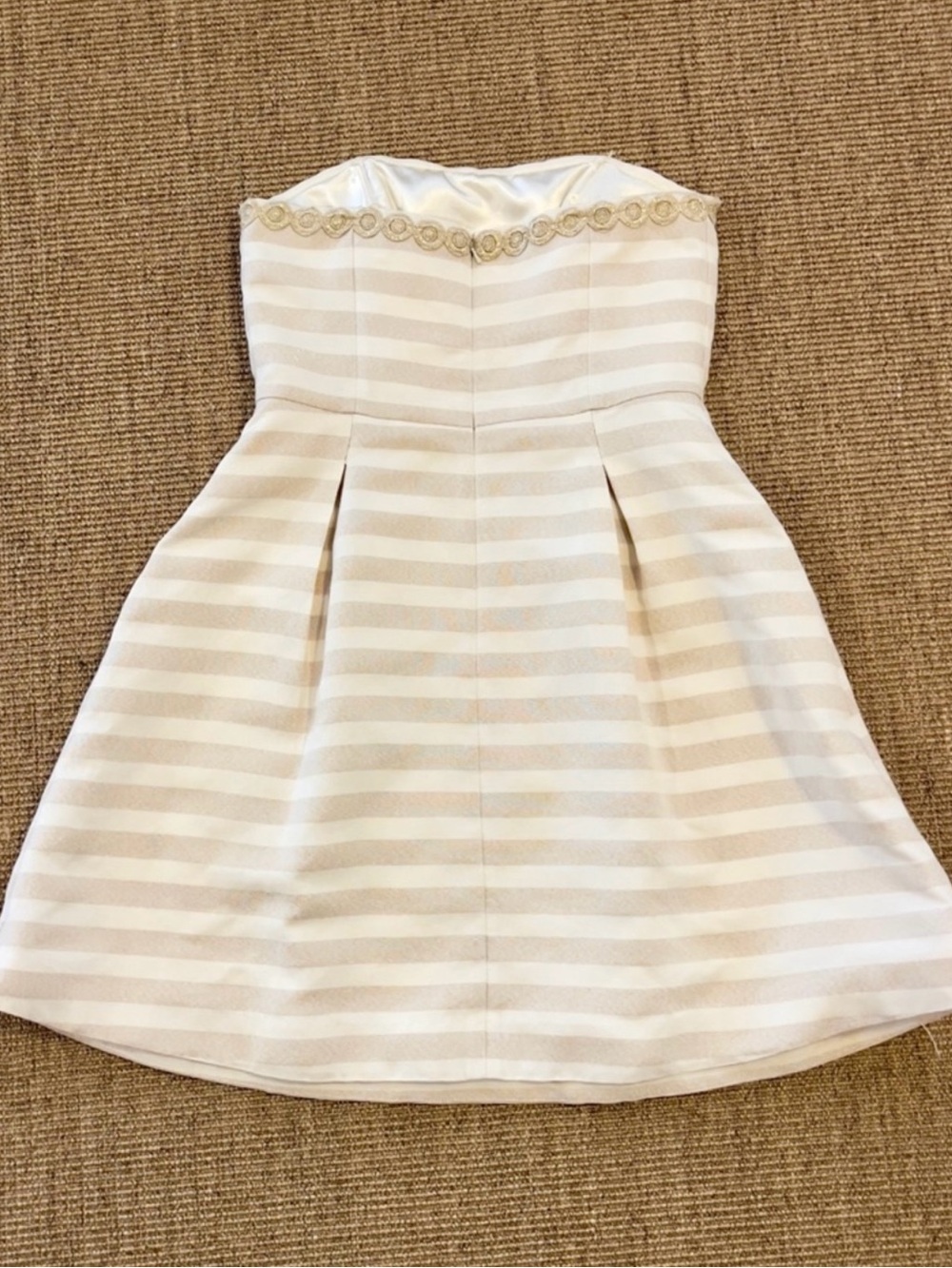 Lilly Pulitzer Blossom Strapless Embroidered Mini Dress Gold Cream Size 12 - Picture 4 of 12